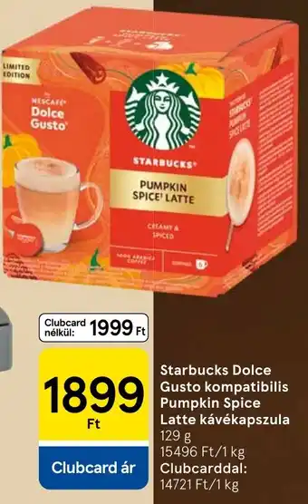 Starbucks dolce gusto kompatibilis pumpkin spice latte kávékapszula