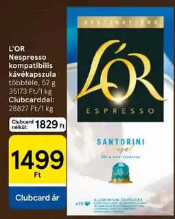 Tesco L'or nespresso kompatibilis kávékapszula ajánlat