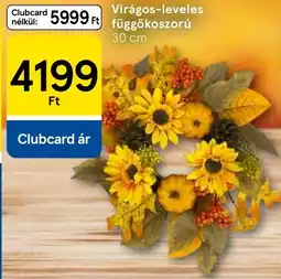 Tesco Virágos-levéles függőkoszorú ajánlat
