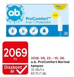 Tesco o.b. procomfort normal tampon ajánlat