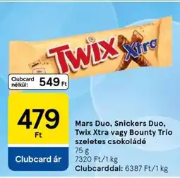 Tesco Mars Duo, Snickers Duo, Twix Xtra vagy Bounty Trio szeletes csokoládé ajánlat