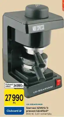 Tesco Szarvasi SZV612/3 presszó kávéfőző ajánlat