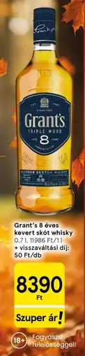 Tesco Grant's 8 éves kevert skót whisky ajánlat