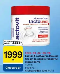 Tesco Lactovit Lactourea Mousse Cream testápoló rendkívül száraz bőrre ajánlat