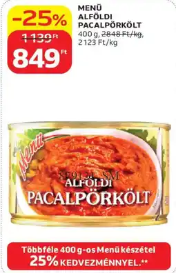 Auchan Menü alföldi pacalpörkőlt ajánlat