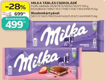 Milka táblás csokoládé