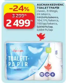 Auchan AUCHAN KEDVENC TOALETT PAPÍR ajánlat