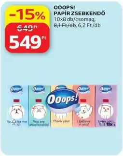Auchan Ooops! papír zsebkendő ajánlat