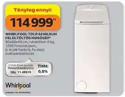Auchan WHIRLPOOL TDLR 6240LEUN FELÜLTÖLTŐS MOSÓGÉP ajánlat