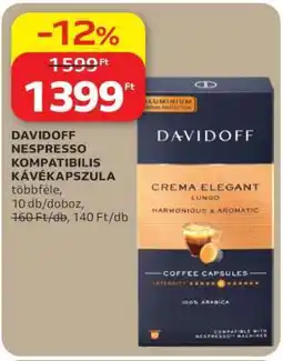 Auchan DAVIDOFF Nespresso kompatibilis kávékapszula ajánlat