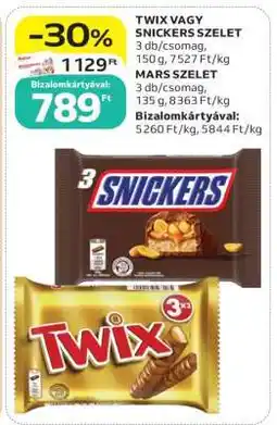 Auchan TWIX VAGY SNICKERS SZELET ajánlat
