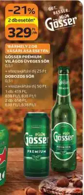 Auchan Gösser Prémium Világos Üveges Sör / Dobozos Sör ajánlat