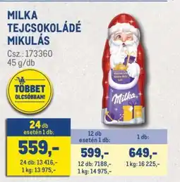 Metro MILKA TEJCSOKOLÁDÉ MIKULÁS ajánlat