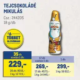 Metro Tejcsokoládé Mikulás ajánlat