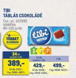 Metro TIBI Táblás csokoládé ajánlat