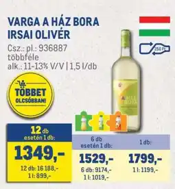 Metro VARGA A HÁZ BORA IRSAI OLIVÉR ajánlat