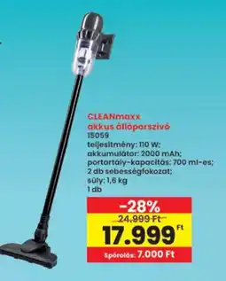 Interspar cleanmaxx akkus állóporszívó 15059 ajánlat