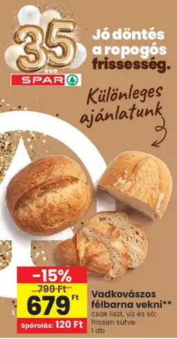 Spar Spar vadvkovászos félbarna vekni ajánlat
