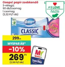 Spar oops papír zsebkendő ajánlat