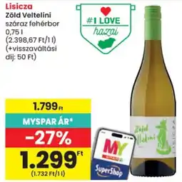 Spar Lisica zöld veltelini száraz fehérbor ajánlat