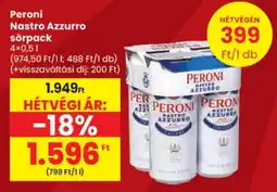 Spar Peroni nastro azzurro sörpack ajánlat