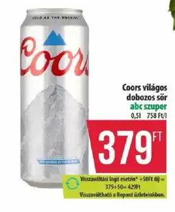 Coop Coors világos dobozos sör ajánlat