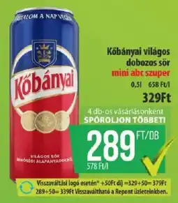 Coop Kőbányai világos dobozos sör ajánlat