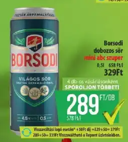 Coop Borsodi világos sör ajánlat