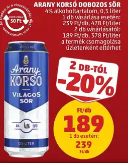 PENNY Arany Korsó Világos Sör ajánlat