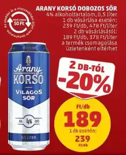 PENNY Arany Korsó Dobozos Sör ajánlat