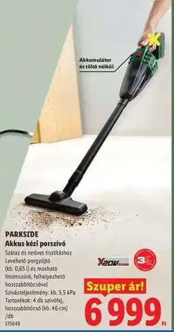 Lidl PARKSIDE Akkus kézi porszívó ajánlat