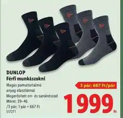 Lidl Dunlop Férfi munkazokni ajánlat