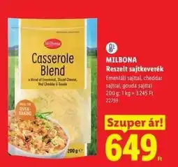 Lidl MILBONA Reszelt sajtkeverék ajánlat