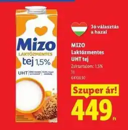 Lidl MIZO Laktózmentes UHT tej ajánlat