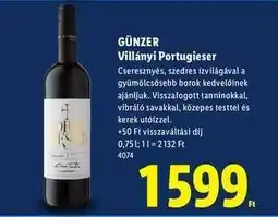 Lidl Günzer Villányi Portugieser ajánlat