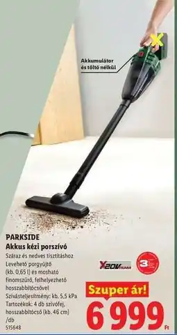 Lidl PARKSIDE Akkus kézi porszívó ajánlat