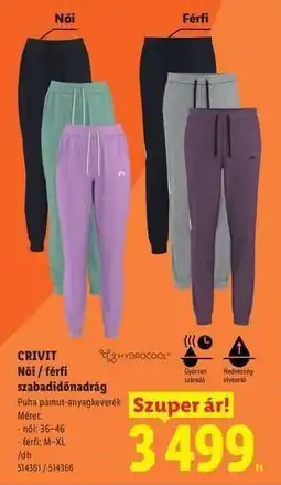 Lidl CRIVIT Női / férfi szabadidőnadrág ajánlat