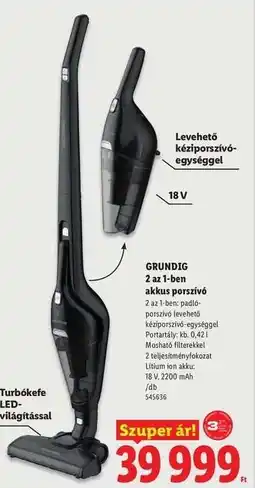 Lidl GRUNDIG 2 az 1-ben akkus porszívó ajánlat