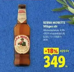 Lidl Birra Moretti ajánlat