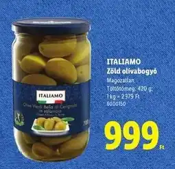 Lidl Italiamo Zöld olívabogyó ajánlat