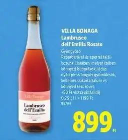 Lidl VILLA BONAGA Lambrusco dell’Emilia Rosato ajánlat
