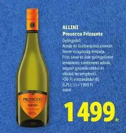 Lidl ALLINI Prosecco Frizzante ajánlat