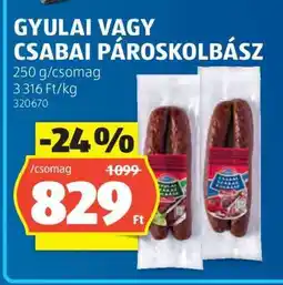 ALDI Gyulai vagy Csabai Pároskolbász ajánlat