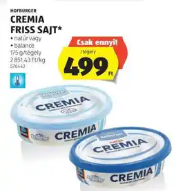 ALDI Hofburger Cremia Friss Sajt ajánlat
