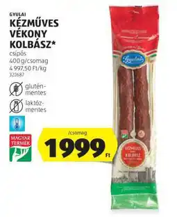 ALDI Gyulai kézműves vékony kolbász ajánlat