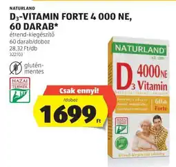 ALDI NATURLAND D3-VITAMIN FORTE 4000 NE, 60 DARAB ajánlat