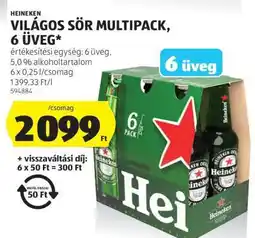 ALDI HEINEKEN VILÁGOS SÖR MULTIPACK, 6 ÜVEG ajánlat