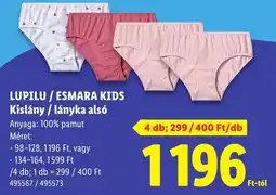 Lidl Lupilu esmara kids kislány / lányka alsó ajánlat