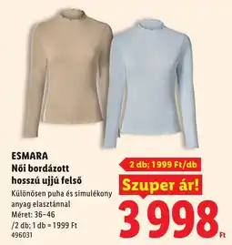 Lidl Esmara női bordázott hosszú ujjú felső ajánlat