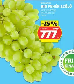 ALDI Bio Natura bio fehér szőlő ajánlat